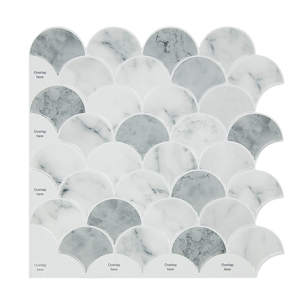 Tiles 3D Peel and Stick Wall Tile Fish Scale Mosaic 10 Sheets