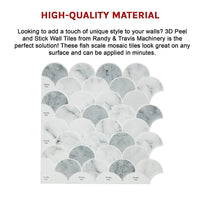 Tiles 3D Peel and Stick Wall Tile Fish Scale Mosaic 10 Sheets
