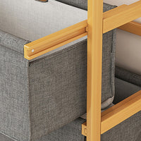 Bamboo Shelf with Storage Hamper – Wooden Organiser with Three-Set Rack Removable Laundry Bags