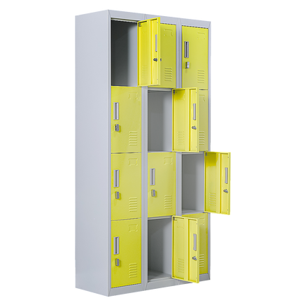 12-Door Locker for Office Gym Shed School Home Storage - Padlock-operated