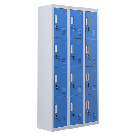 12-Door Locker for Office Gym Shed School Home Storage - Standard Lock with Keys