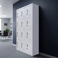12-Door Locker for Office Gym Shed School Home Storage - Standard Lock with Keys