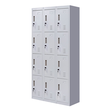 12-Door Locker for Office Gym Shed School Home Storage - Standard Lock with Keys