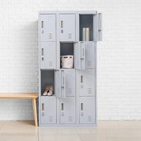 12-Door Locker for Office Gym Shed School Home Storage - Padlock-operated