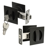 2x Contemporary Entry Square Pocket Door Hardware with Key