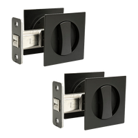 2x Contemporary Entry Square Pocket Door Hardware with Key