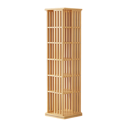 360 Rotating Bookshelf Bamboo Storage Display Rack Shelving in Wood