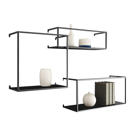 Floating Shelves Retro Industrial Ledge Black Metal Display Stand