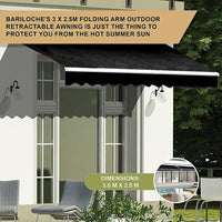 Outdoor Folding Arm Awning Retractable Sunshade Canopy Black 3.0m x 2.5m