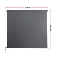 Retractable Straight Drop Roll Down Awning Garden Patio Screen 3.0X2.5M