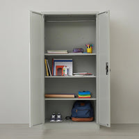 Two-Door Metal Cabinet Shelf Storage for Home Office Gym