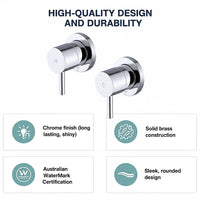 Bathroom Shower Bath Hot and Cold Mixer WATERMARK Certified in Chrome