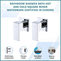Bathroom Shower Bath Hot and Cold Square Mixer WATERMARK Certified in Chrome
