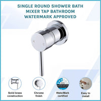 Single Round Shower Bath Mixer Tap Bathroom WATERMARK Approved