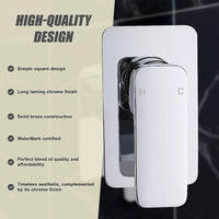 Single Square Shower Bath Mixer Tap Bathroom WATERMARK Approved in Chrome