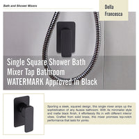 Single Square Shower Bath Mixer Tap Bathroom WATERMARK Approved in Black