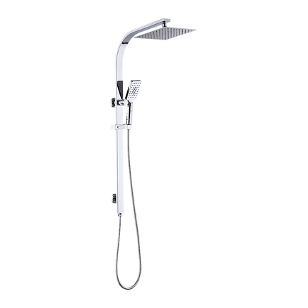 WELS 10" Rain Shower Head Set Square Dual Heads High Pressure with Handheld in Chrome