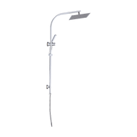 WELS 10" Rain Shower Head Set Square Dual Heads High Pressure with Handheld in Chrome