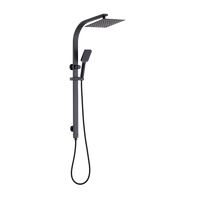 WELS 10" Rain Shower Head Set Square Dual Heads High Pressure with Handheld in Black