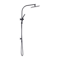 WELS 10" Rain Shower Head Set Square Dual Heads High Pressure with Handheld in Black