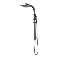 WELS 10" Rain Shower Head Set Square Dual Heads High Pressure with Handheld in Black