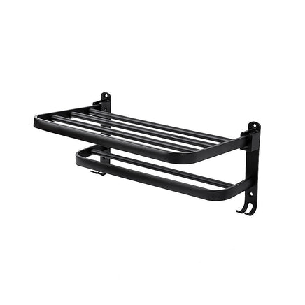Towel Rack Folding Holder with Hook Accessories Wall Hanger Aluminium Bar Shelf