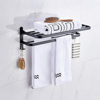 Towel Rack Folding Holder with Hook Accessories Wall Hanger Aluminium Bar Shelf