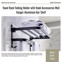 Towel Rack Folding Holder with Hook Accessories Wall Hanger Aluminium Bar Shelf