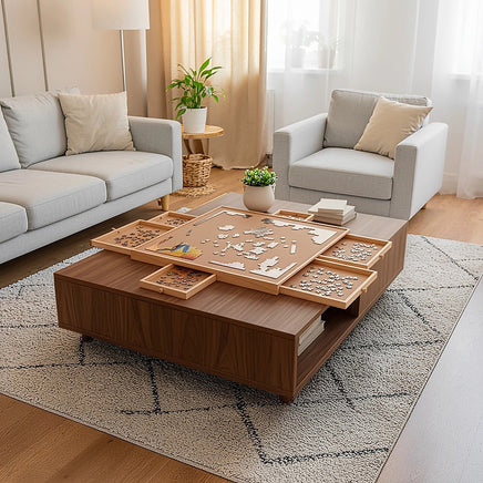 1500 Piece Rotating Wooden Jigsaw Puzzle Table 6 Drawers Board