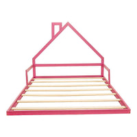 Pine Wood Floor Bed House Frame for Kids and Toddlers