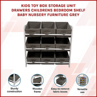 Kids Toy Box Storage Unit Drawers Childrens Bedroom Shelf Baby Nursery Furniture Grey