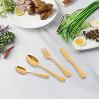 Tableware 24PC Gold Cutlery Set SS304 Household Knife Fork Spoon Kitchen with Storage Rack Dinner Service