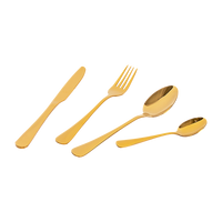 Tableware 24PC Gold Cutlery Set SS304 Household Knife Fork Spoon Kitchen with Storage Rack Dinner Service