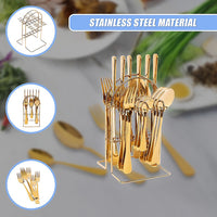 Tableware 24PC Gold Cutlery Set SS304 Household Knife Fork Spoon Kitchen with Storage Rack Dinner Service