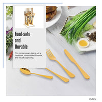 Tableware 24PC Gold Cutlery Set SS304 Household Knife Fork Spoon Kitchen with Storage Rack Dinner Service