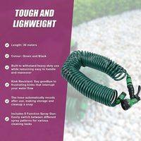 30M Garden Hose Heavy-Duty Coiled Spiral Car Washing Cleaning Water Hose Garden