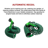 30M Garden Hose Heavy-Duty Coiled Spiral Car Washing Cleaning Water Hose Garden