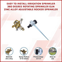 Easy to Install Irrigation Sprinkler 360 Degree Rotating Sprinkler Gun Zinc Alloy Adjustable Rocker Sprinkler