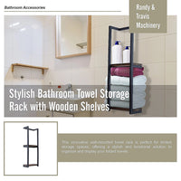 Stylish Bathroom Towel Storage Rack with Wooden Shelves