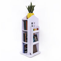 Rotating Bookcase Bookshelf Kid's Book Organiser Rack Wooden Castle Display Shelf