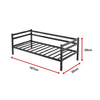 Single Daybed Metal Frame Sofa Premium Black Day Bed Steel Support