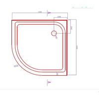 100x100cm Rounded Curved Shower Base in Black