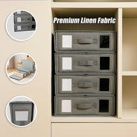 4PCS Foldable Bed Sheet Set Organizer Fabric Storage Bins with Handle Storage Box