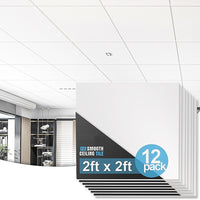 12x Smooth Drop Ceiling Tile 2ft x 2ft PVC Ceiling Panel