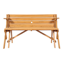 VEVOR 2-in-1 Transforming Interchangeable Picnic Table, Outdoor Wooden Table and Bench Set, Portable Foldable Bench with Umbrella Hole, Patio Dining Furniture for Garden, Backyard, Porch (Brown)