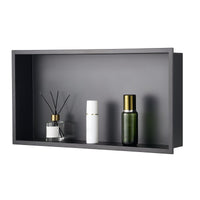 VEVOR Shower Niche, 33.0 x 63.5 x 10.2 cm Recessed Wall Niche, Heavy-duty Stainless Steel Modern Soap & Shampoo Storage Organizer, Sealed Waterproof, Durable & Easy to Install, Black for Bathroom