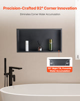 VEVOR Shower Niche, 33.0 x 63.5 x 10.2 cm Recessed Wall Niche, Heavy-duty Stainless Steel Modern Soap & Shampoo Storage Organizer, Sealed Waterproof, Durable & Easy to Install, Black for Bathroom