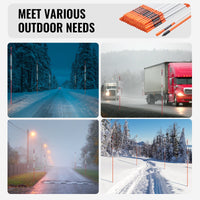 VEVOR Driveway Markers, 100PCS 121.5cm, 0.78cm Diameter, Orange Fiberglass Poles Snow Stakes with Reflective Tape, 30cm Steel Drill Bit & Protection Gloves for Parking Lots, Walkways Easy Visibility