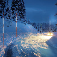 VEVOR Driveway Markers, 100PCS 121.5cm, 0.78cm Diameter, Orange Fiberglass Poles Snow Stakes with Reflective Tape, 30cm Steel Drill Bit & Protection Gloves for Parking Lots, Walkways Easy Visibility