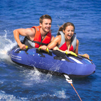 VEVOR Towable Tube for Boating, 1-2 Riders Inflatable Boat Tubes and Towables, 340 lbs, 51.8" Round Water Sport Towable Tube for Boat to Pull, Full Nylon Cover, EVA Grab Handles and Speed Safety Valve